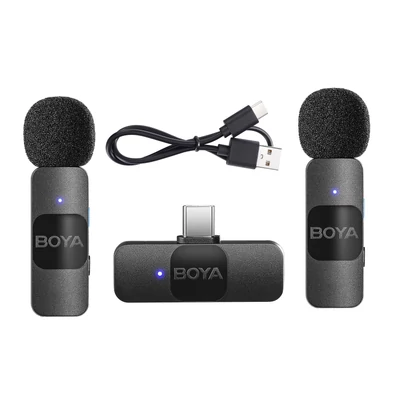 BOYA BY-V20 egy trigger, két 2,4G vezeték nélküli mikrofonrendszer, csíptetős telefonmikrofon