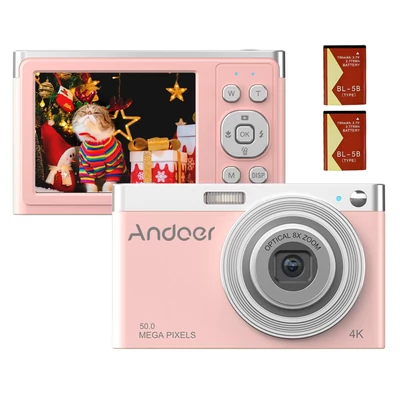 Andoer hordozható 4K digitális videokamera 50 MP 2,88 hüvelykes IPS képernyővel - Pink