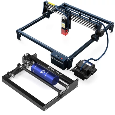 SCULPFUN S30 Pro 10 W lézergravírozó automata levegő-rásegítő rendszerrel és Y tengelyű forgóhengerrel
