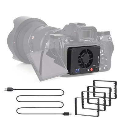 Andoer FS-04A kamera hűtőventilátor külső hűtőrendszer hőmérséklet-beállító OLED kijelzővel