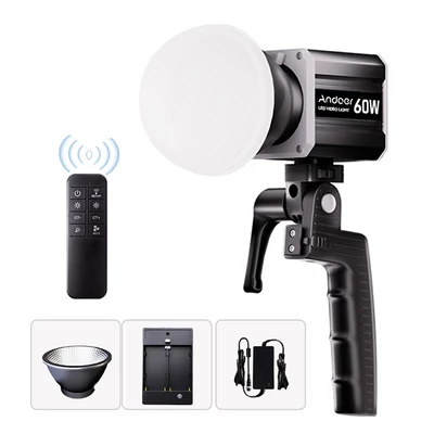 Andoer háromszínű LED videolámpa 60 W COB fényképező lámpa