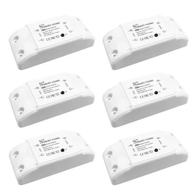 Intelligens WiFi lámpakapcsoló, WiFi+BT 10A RF vezeték nélküli távirányító kapcsolókészlet (6 db)