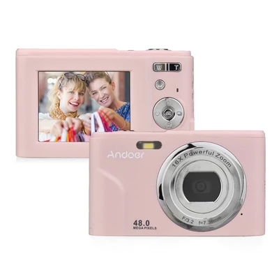 Andoer hordozható digitális fényképezőgép 48MP 1080P 2,4 hüvelykes IPS képernyő - Pink