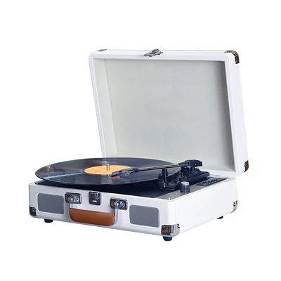 Vintage bakelit lemezlejátszó, támogatja az USB-rögzítést 33/45/78 RPM 7/10/12 hüvelykes vinyl lemezekhez - Fehér