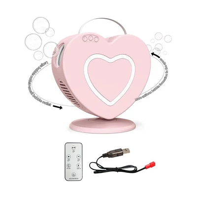 ES-73 elektromos buborékgép kültéri esküvőkhöz, interaktív szív alakú újratölthető akkumulátor - Pink