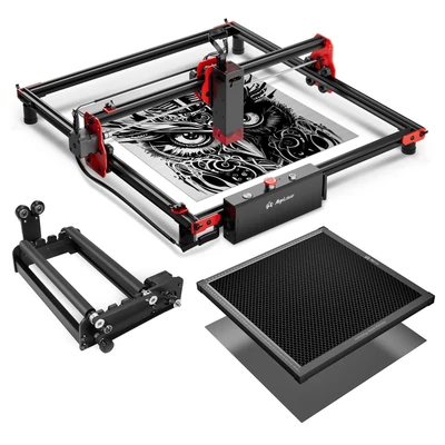 Algolaser barkácskészlet 10 W lézergravírozó Y tengelyű forgóhengerrel és 400x400 mm-es lézeres méhsejt munkaasztallal