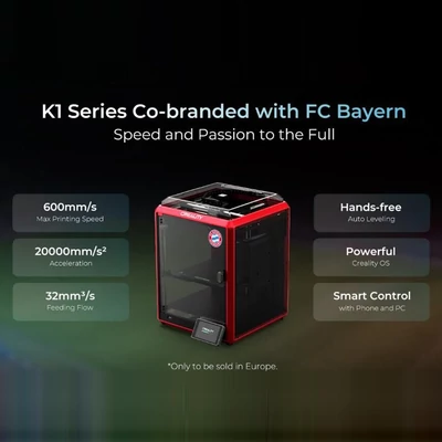 Creality K1C 3D nyomtató 600mm/s sebességű FDM 3D nyomtató, nyomtatási méret 220x220x250mm Al Camera Observant, teljesen fém Hot End készlettel - Piros