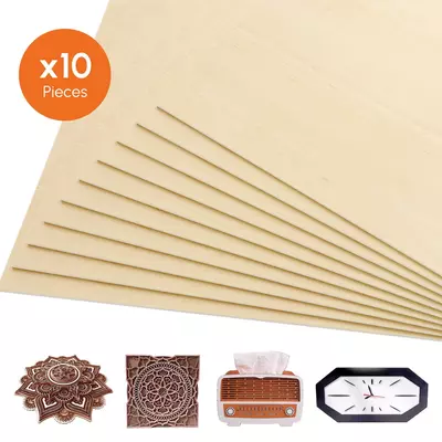 Algolaser 10 db 30x30 cm-es rétegelt lemez tányérok, 11,8x11,8 hüvelykes basszusfa lapok, négyzet alakú befejezetlen fa deszka
