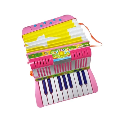 Mini 17 gombos 6 basszus harmonika ABS anyag csattal, hangszer kezdőknek - Pink