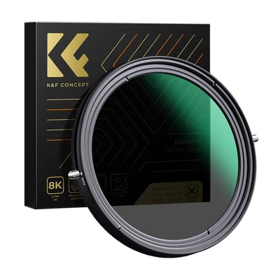 K&F CONCEPT 2 az 1-ben változtatható, állítható ND szűrő, semleges sűrűségű fader - 67 mm
