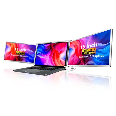 15 hüvelykes hordozható háromképernyős monitor laptop FHD bővítőképernyő