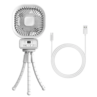 Babakocsi ventilátor rugalmas háromlábú klipszel, LED kijelzővel, klipventilátorral (rázó funkció nélkül) - Fehér