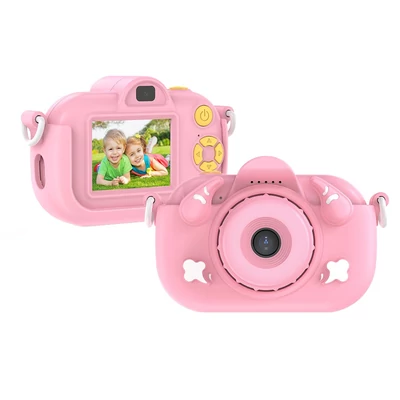 1080P digitális fényképezőgép, 12 MP gyerekeknek, kettős objektíves szelfi, 2,0 hüvelykes IPS képernyő - Pink