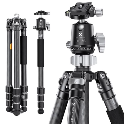 K&F CONCEPT szénszálas kamera állvány, monopod, BH-36 rugalmas gömbfejjel