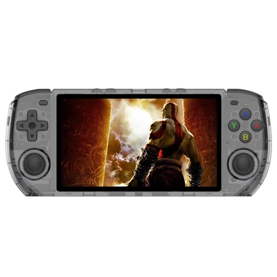 PowKiddy RGB10 max3 kézi játékkonzol 5,0 hüvelykes IPS HD képernyővel - Átlátszó fekete, 128GB