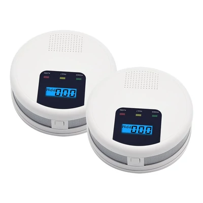 Szén-monoxid érzékelő LCD kijelzővel, LED jelzőfénnyel, elemmel - 2db
