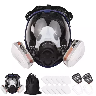 Újrafelhasználható teljes arcú légzésvédő, 16 az 1-ben gáztakaró, szerves gőz légzőkészülék széles látómezővel
