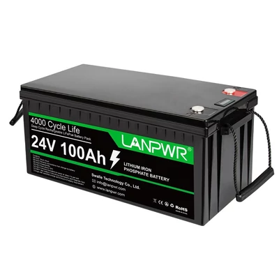 LANPWR 24V 100Ah LiFePO4 lítium akkumulátor, tartalék teljesítmény 2560 Wh energia 4000+ mély ciklusok