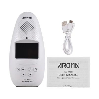AROMA AM-716S elektronikus metronóm: kompakt, újratölthető és többfunkciós minden zenész számára - Fehér