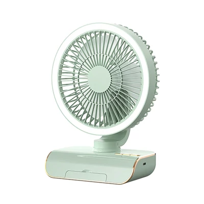 Asztali többfunkciós ventilátor USB újratölthető ventilátor, automatikus ventilátor (4000 mAh akkumulátor) - Zöld