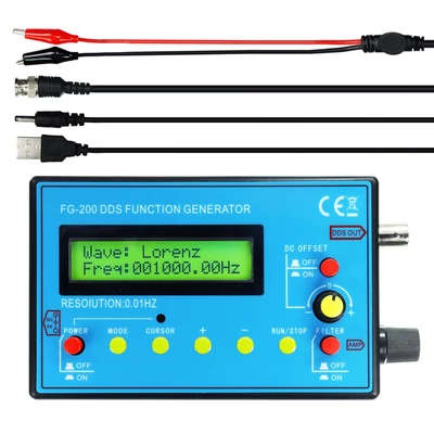 FG-200 DDS funkciójelgenerátor, frekvenciaszámláló 0,01 Hz - 500 KHz jelforrás modul - Antenna nélkül