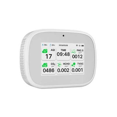 Tuya WiFi 10 az 1-ben levegőminőség-érzékelő, háztartási hordozható AQI PM2.5 PM1.0 PM10 CO2 TVOC HCHO teszter - Fehér