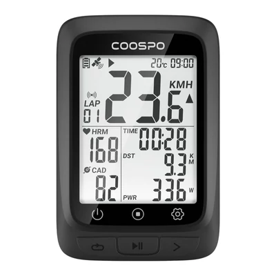 COOSPO BC107 kerékpáros számítógép, vezeték nélküli GPS kerékpár sebességmérő és kilométerszámláló - Fekete