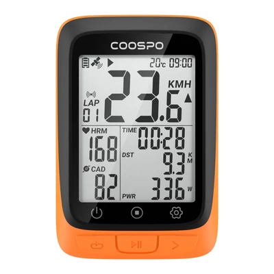 COOSPO BC107 kerékpáros számítógép, vezeték nélküli GPS kerékpár sebességmérő és kilométerszámláló - Narancs