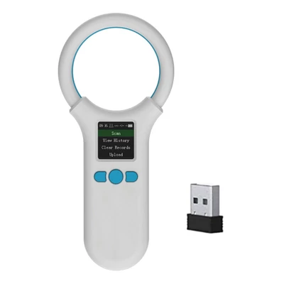 Állati mikrochip, állatcímke-szkenner, azonosító olvasó, RFID EMID állati kézi chip-olvasó - Fehér