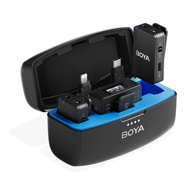 BOYA BOYAMIC All-in-One 2,4G vezeték nélküli mikrofonrendszer, rögzíthető - Kék