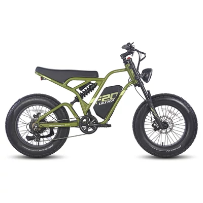 FAFREES F20 ULTRA elektromos kerékpár, 20*5 hüvelykes zsírgumi, 750 W-os kefe nélküli agymotor - Fekete és zöld