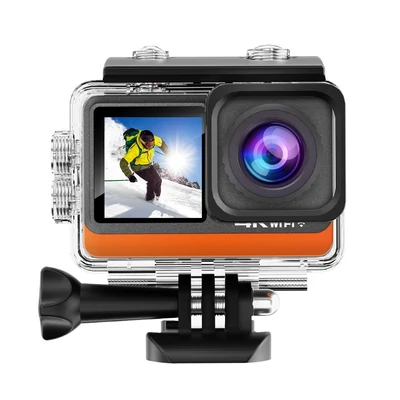 4K akciókamera, HD 24 MP, vízálló, rázkódásgátló 2,0 hüvelykes érintőképernyővel