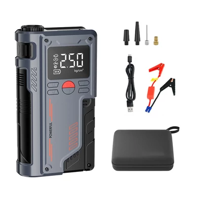 14,8 V-os gumiabroncs-felfújó, autós vészhelyzeti motorindító, 1000 A csúcs, 10 000 mAh légszivattyú