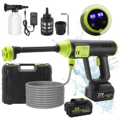 Akkumulátoros 980PSI vezeték nélküli nagynyomású mosógép 21 V-os akkumulátorral