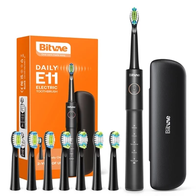 Bitvae elektromos fogkefe 8 kefefejjel, 5 üzemmóddal - Fekete