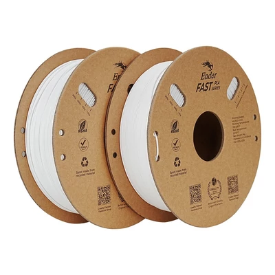 Creality Ender gyors PLA nyomtatószál, 1,75 mm, nagy sikerű orsó méret, pontosság +/-0,03 mm (2 tekercs) - Fehér