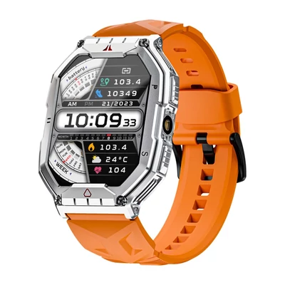 LOKMAT OCEAN 3 PRO: Fejlett intelligens sportóra 2,1 hüvelykes teljes érintős AMOLED képernyővel és IP68 vízálló - Narancs