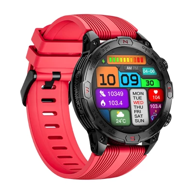 LOKMAT ZEUS 7 PRO okos karkötős sportóra – 1,43 hüvelykes AMOLED teljes érintőképernyős fitneszkövető - Piros