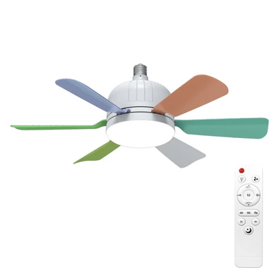 Csendes, levehető ventilátorlapátos ventilátorlámpa távirányítóval - Többszínű