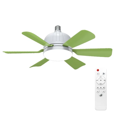 Csendes, levehető ventilátorlapátos ventilátorlámpa távirányítóval - Zöld