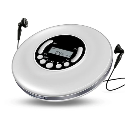 Hordozható CD lejátszó, MP3 zenelejátszó A-B ismétlés funkció LCD kijelzővel - Fehér
