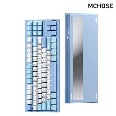 MCHOSE MC-GX87-1 vezeték nélküli mechanikus billentyűzet – hárommódusú csatlakoztathatóság, egyedi alumínium konstrukció, tömítés kivitel - Kék