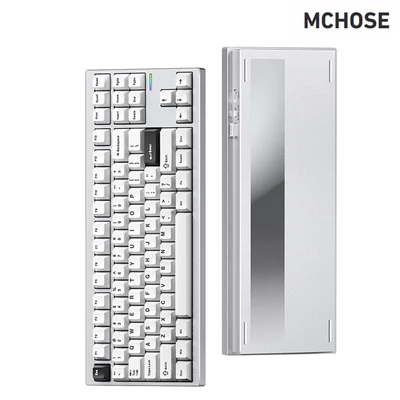 MCHOSE MC-GX87-1 vezeték nélküli mechanikus billentyűzet – hárommódusú csatlakoztathatóság, egyedi alumínium konstrukció, tömítés kivitel - Fehér