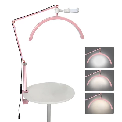 Andoer HD-M3X asztali LED-es videolámpa, félhold alakú kitöltőlámpa - Pink