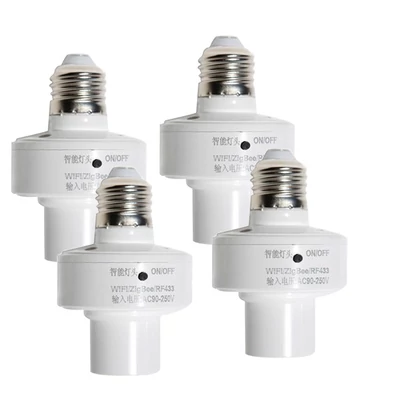 Intelligens E27 lámpafoglalat, WiFi izzóadapter alkalmazásvezérlő – 4 db/csomag