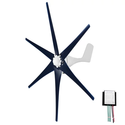 Szélturbina generátor készlet, 400 W 12 V hibrid töltésvezérlővel 2,0 m/s indító szélsebesség - Kék, 6 lapáttal