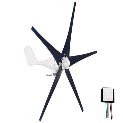Szélturbina generátor készlet, 400 W 12 V hibrid töltésvezérlővel 2,0 m/s indító szélsebesség - Kék, 5 lapáttal
