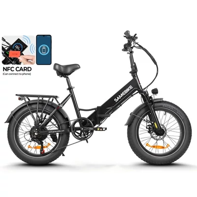 SAMEBIKE LOTDM200-II E-bike 20 * 4,0 hüvelykes zsíros gumiabroncs, összecsukható elektromos kerékpár - Fekete