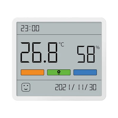 ATuMan TH1 Higrométer beltéri LCD kijelző hőmérséklet, páratartalom monitor órával