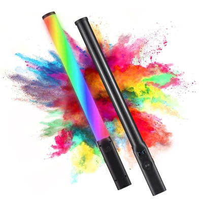 Kézi RGB-csöves lámpa, 10 W-os LED-es videólámpa - Fekete